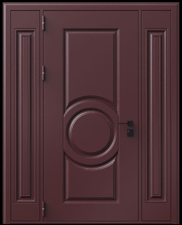 Входная термодверь с металлофиленкой, вставками по бокам и порошковым окрашиванием RAL 3007 (тип №1) Входная термодверь с металлофиленкой, вставками по бокам и порошковым окрашиванием RAL 3007 (тип №1)